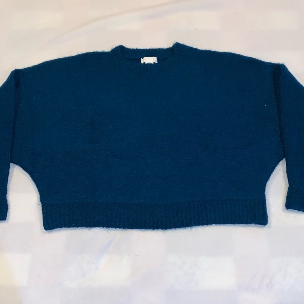 H&M Crew Neck Dolman Sleeve Sweater Jeweled Teal Medium